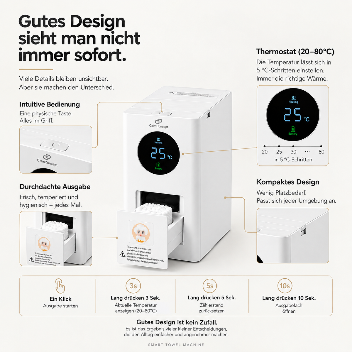 CalmConcept ThermOne Air W2 – Warm- & Kalttuchspender mit Akku