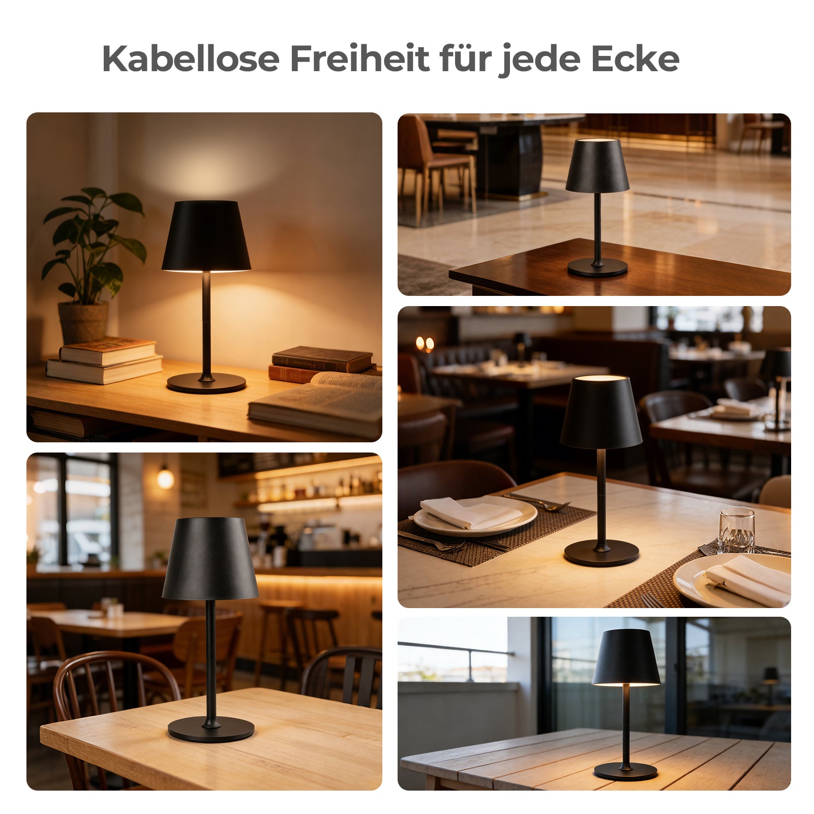 LED Akku Tischlampe – Dimmbar & Touch-Bedienung – 3 Farbtemperatur-Modi – Höhenverstellbar – Für Schlafzimmer, Wohnzimmer, Büro & Restaurant