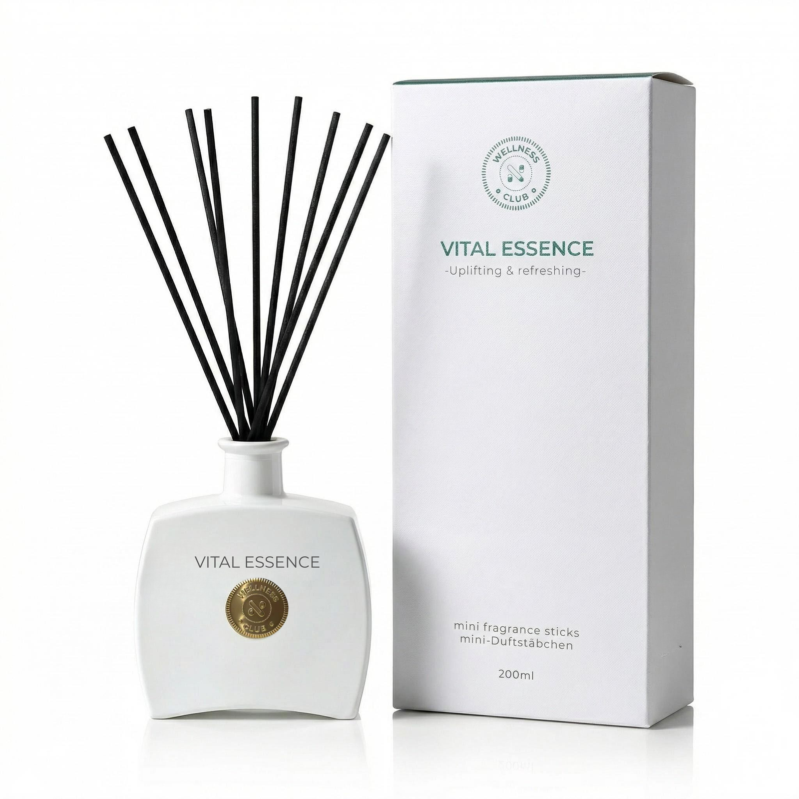 Wellness Club VITAL ESSENCE Zitronengras-Räucherstäbchen Duft Diffusor – 200ml – Natürliche ätherische Öle