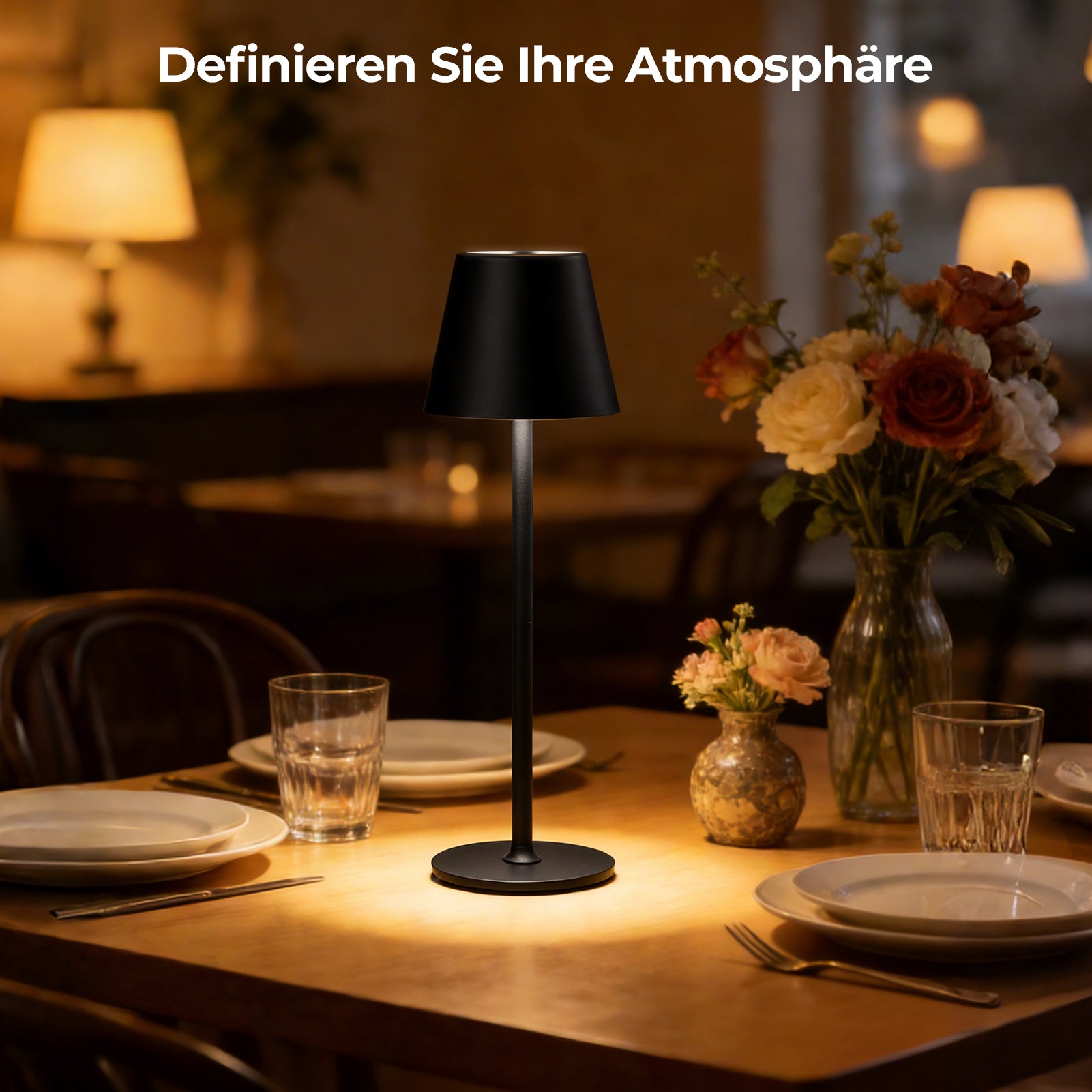 LED Akku Tischlampe – Dimmbar & Touch-Bedienung – 3 Farbtemperatur-Modi – Höhenverstellbar – Für Schlafzimmer, Wohnzimmer, Büro & Restaurant