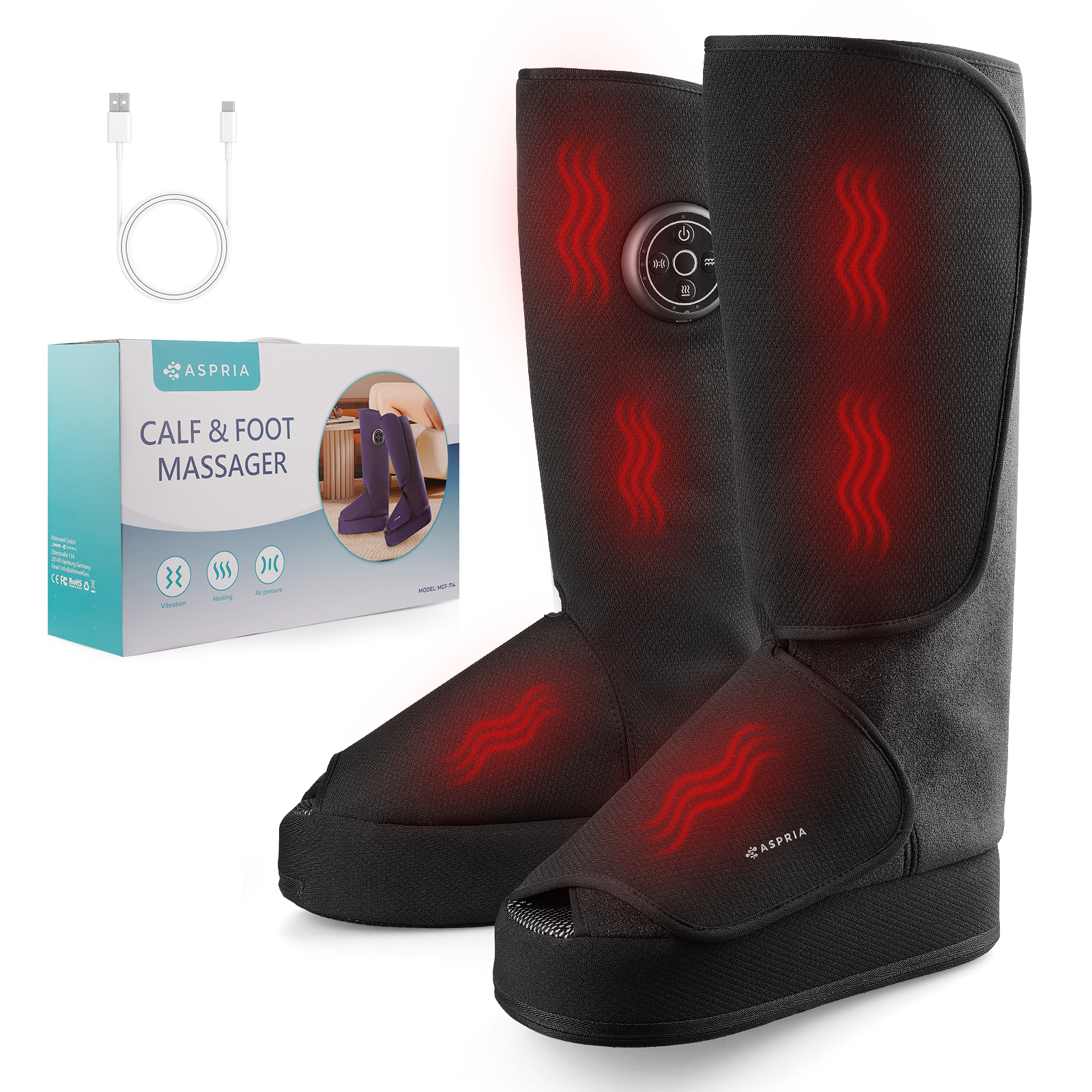 Aspria Cloudwalk Fußmassagegerät mit Wärmefunktion, Shiatsu Tiefkneten & 360° Luftkompression