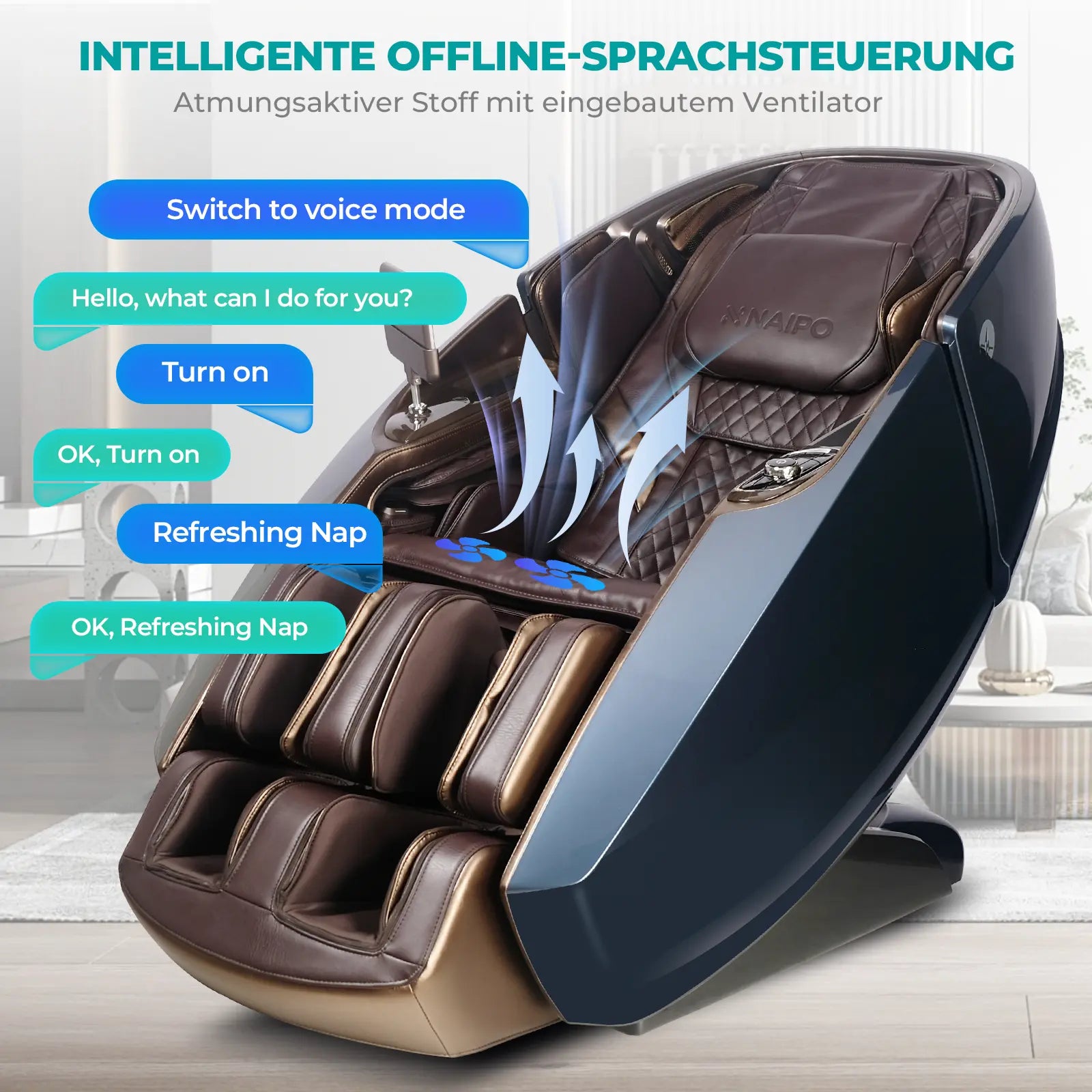 NAIPO 4D High-End Massagesessel S89, Raumkapsel-Design, Aromatherapie, Wärmetherapie, 8-Zoll-Tablet-Steuerung