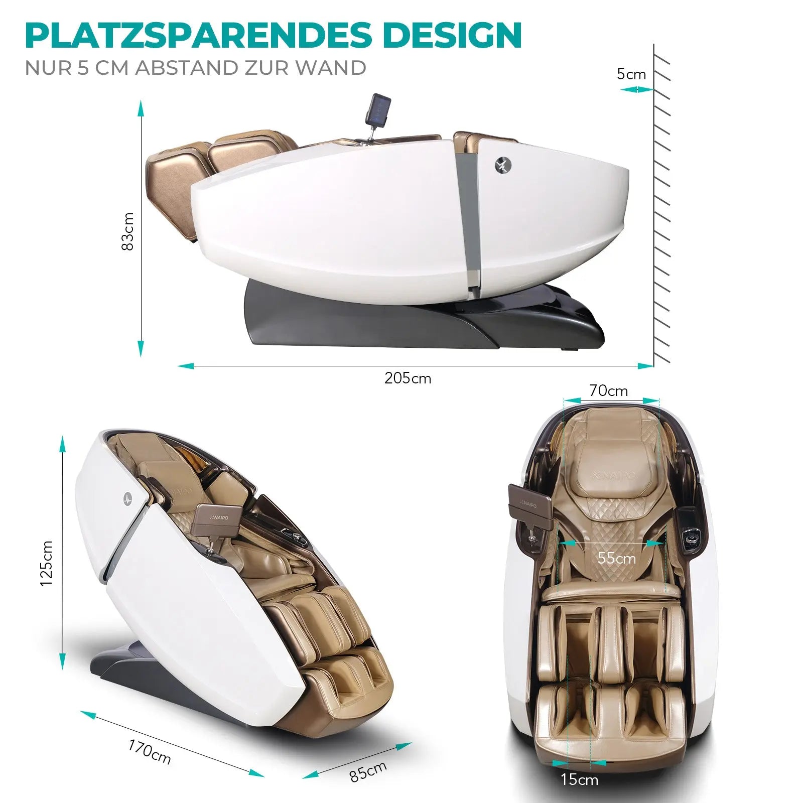 NAIPO 4D High-End Massagesessel S89, Raumkapsel-Design, Aromatherapie, Wärmetherapie, 8-Zoll-Tablet-Steuerung