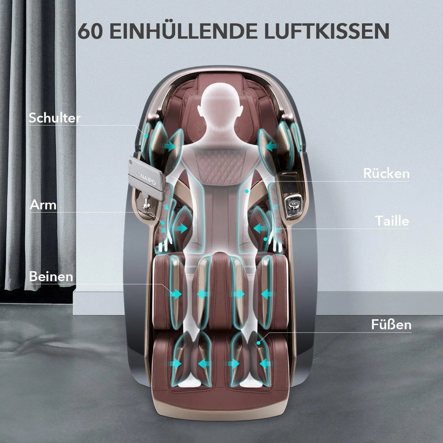 NAIPO High-End 3D Massagesessel, Integriertes Tablet, Design Award Gewinner