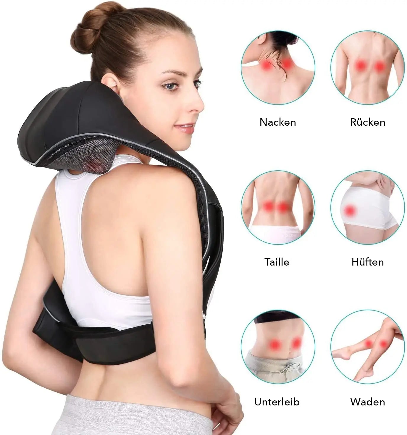 Naipo Massagegerät mit Akku, für Nacken Schulter Massage Shiatsu mit 3 Einstellbaren Geschwindigkeiten