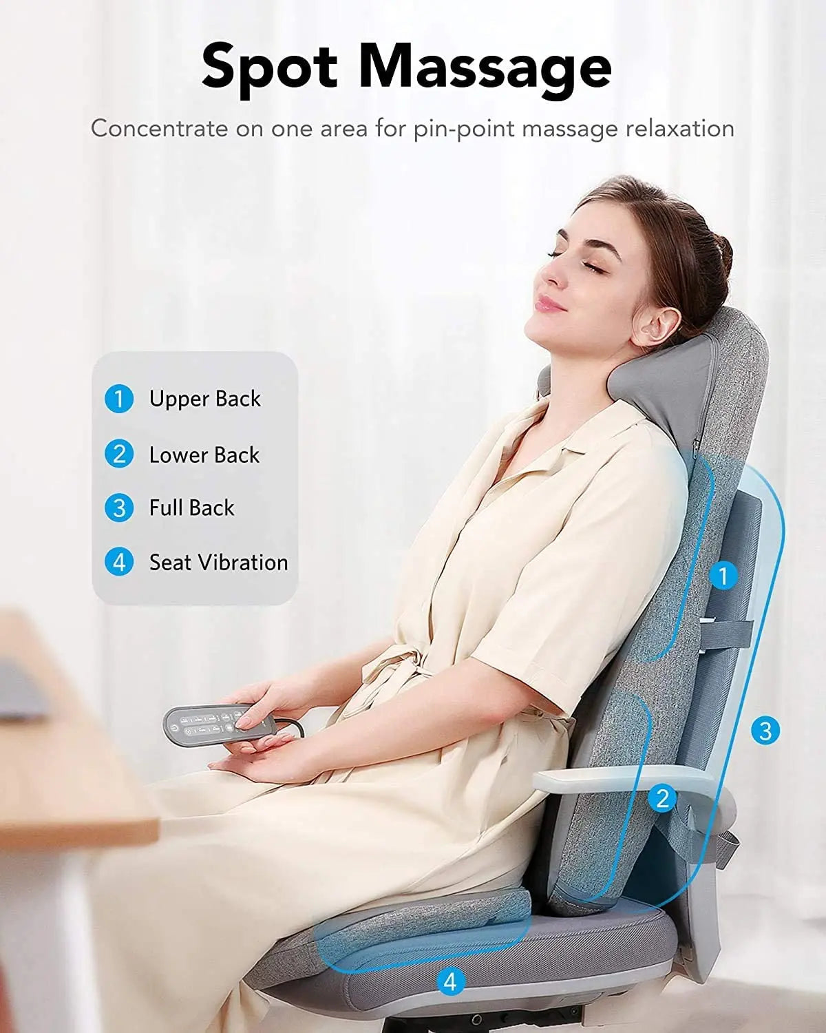 Naipo Massagematte Shiatsu Rückenmassagegerät mit Wärmefunktion und Nackenmassage sowie Hüftvibration zu Hause oder im Büro