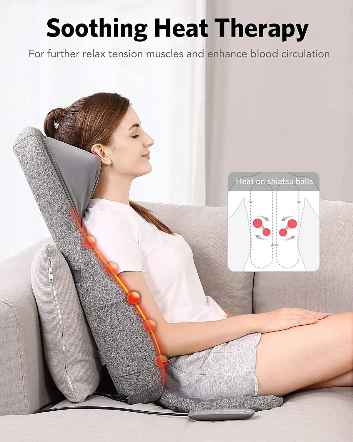 Naipo Massagematte Shiatsu Rückenmassagegerät mit Wärmefunktion und Nackenmassage sowie Hüftvibration zu Hause oder im Büro